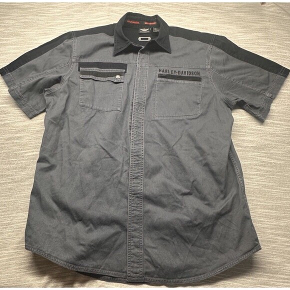 Vintage Harley-Davidson Garage Mechanic  Button Up Shirt Sz Lrg - Picture 1 of 6